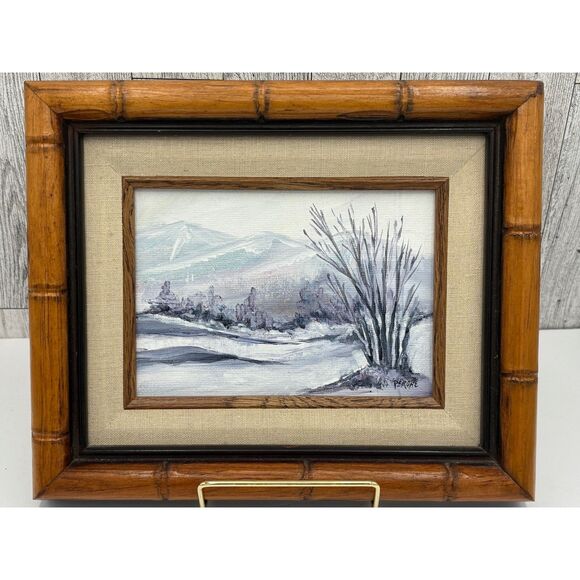 Vintage Framed Signed Painting Winter Landscape Annette Perone Leiber - Picture 1 of 13